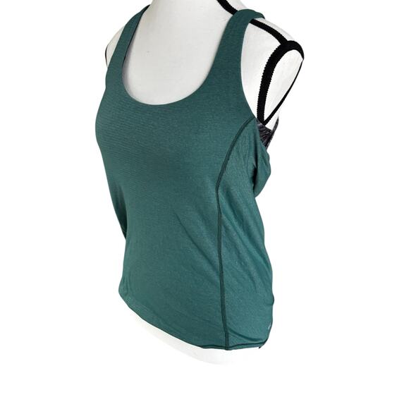Lululemon Teal Strappy Back Built-In Bra Tank Top Size 4 Open Back Athleisure - Picture 2 of 11